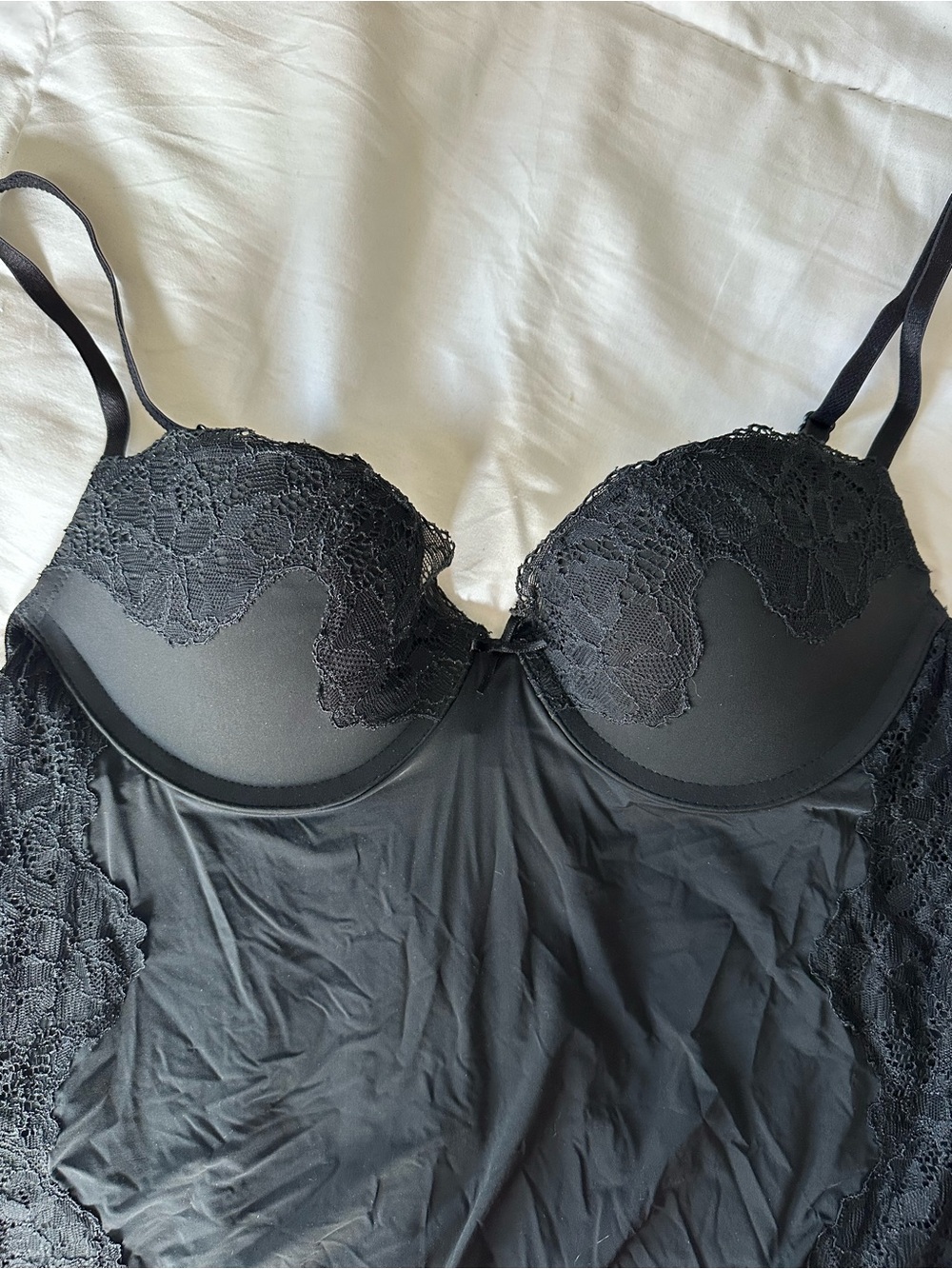 Victoria's Secret Black Lace Underwire Bodysuit Chemise